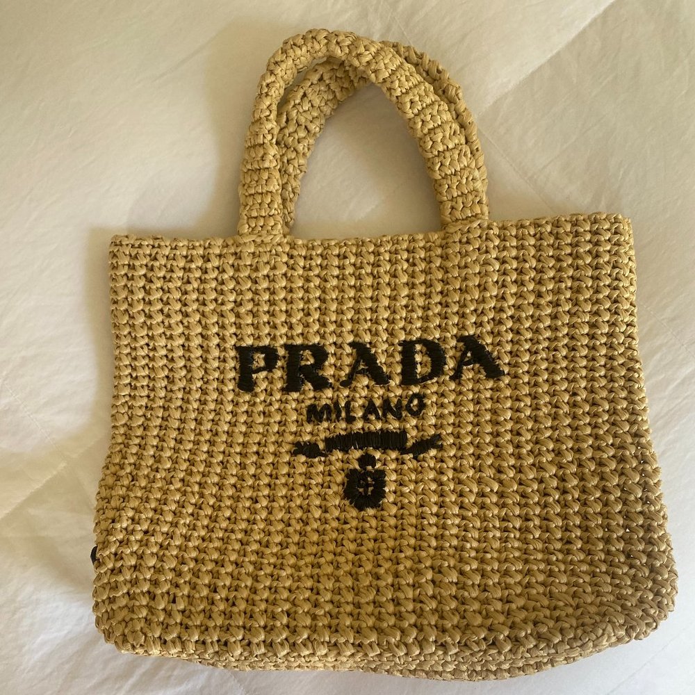 Prada Small Raffia Tote Bag_ NEVER WORN